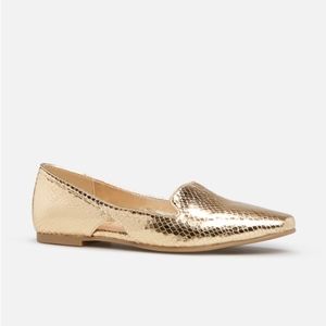 BTWT! Gold Faux Leather Slip on Flat